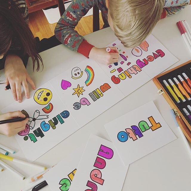 Making &lsquo;encouraging words&rsquo; posters for our front window ❤️⠀
⠀
It&rsquo;s a small thing. It doesn&rsquo;t change how hard things are and it isn&rsquo;t meant to minimize the very real challenges and hardships #covid19 has presented. ⠀
⠀
Bu