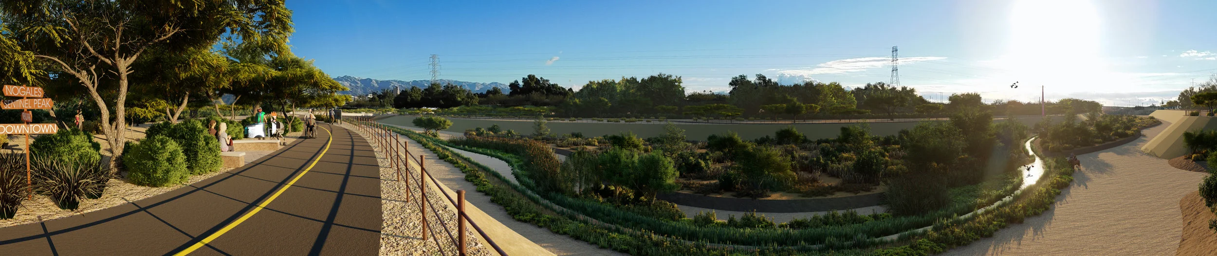 Pictured Above: 10 Year projection of what the outfall of the Santa Cruz River Heritage Project may look like.
