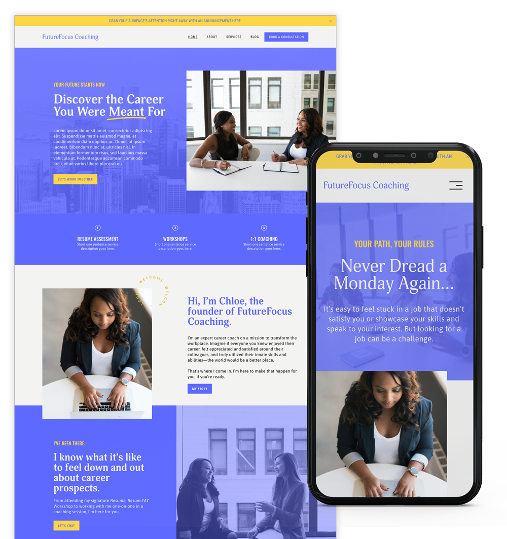 Focus Squarespace template preview by The Look & The Feel