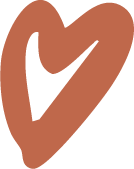 A stylized, hand-drawn heart shape in brown.
