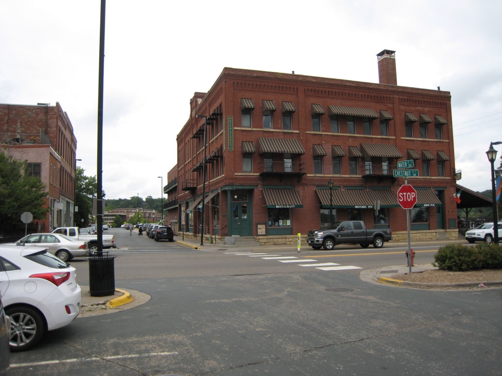 This is the Lumbermen's Exchange Building in the year 2016. Today it is the home of the Water Street Inn, a favorite dining spot with an outstanding view of the St. Croix River and the Historic Lift Bridge. Photo credit, R. Molenda