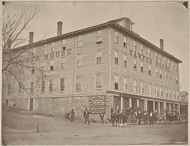This view of the Sawyer House is from the 1880's. The viewpoint is to the northwest on the corner of 2nd Street and Myrtle Street. Photo credit, Mr. John Runk, courtesy of the Washington County Historical Society. To view a "Time-Tunnel" photo of this same location, just Click or Tap on the above photo. This will take you from 2016 to ca.1880's. Enjoy your hotel stay!