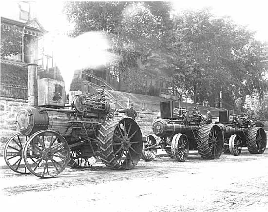 These were the products of the Northwest Thresher Manufacturing Company. In the early 1900's they were regarded as excellent and safe steam engines. The location is just south of the Warden's house on Main Street. Photo credit, Mr. John Runk, Minnesota Historical Society John Runk Collection.