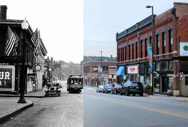 This is a "Time-Tunnel" photo of this location from 1920 to 2016. Photo credit is to Mr. Tom Wieland. The historical photo is from the John Runk Collection, Stillwater Public Library. 