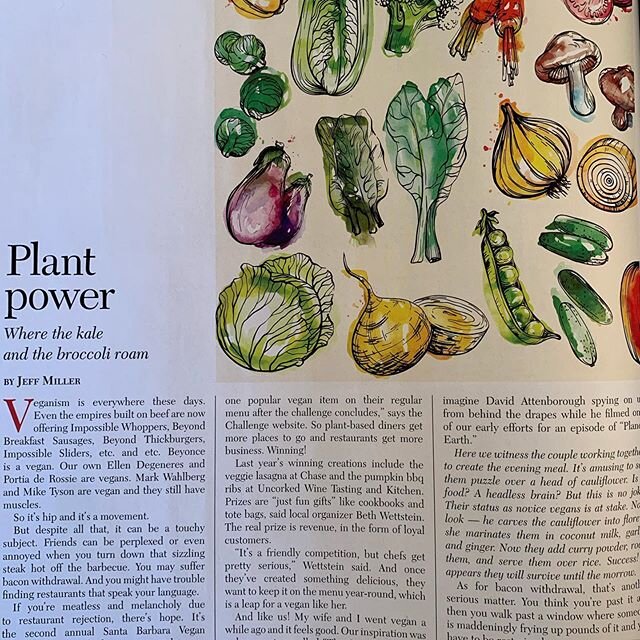 Lovely surprise to see plant-based eating + @sbveganchefchallenge highlighted in @foodhomemag_sb ! Author Jeff Miller talks about @gamechangersmovie being his and his wife&rsquo;s inspiration - cool! (Have you checked it out yet?)❤️
.
Also a simple p