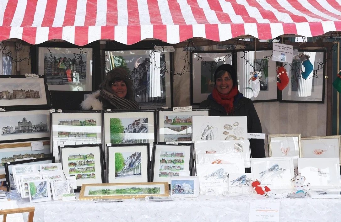 Elaine Gill & Lucy Clayton at The Pantiles Christmas Market in Tunbridge Wells Kent