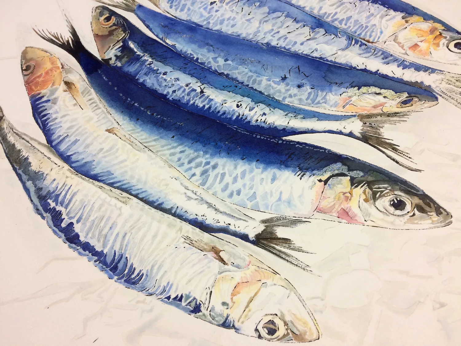 Building up layers of watercolour washes