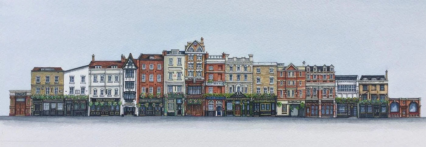 London Pubs - Watercolour Painting by Elaine Gill
