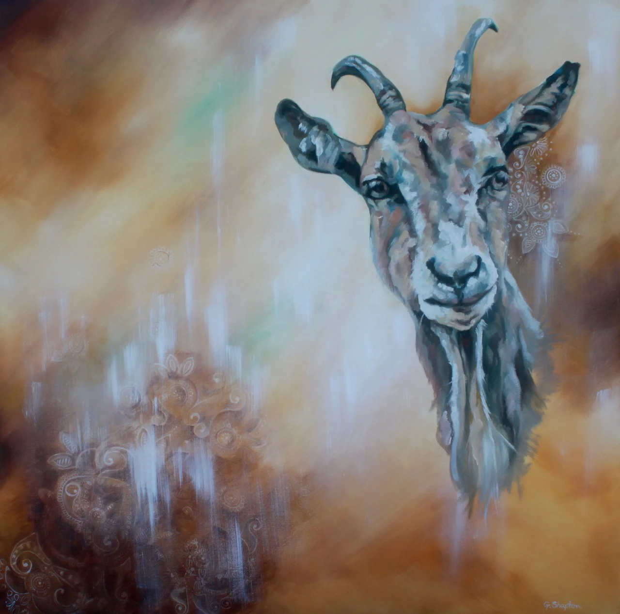 Lucy’s Goat - Oil Painting by Gayle Shapton