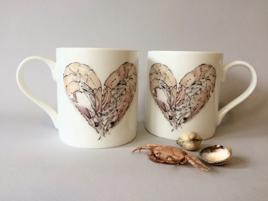 Prawn Heart Bone China Mug