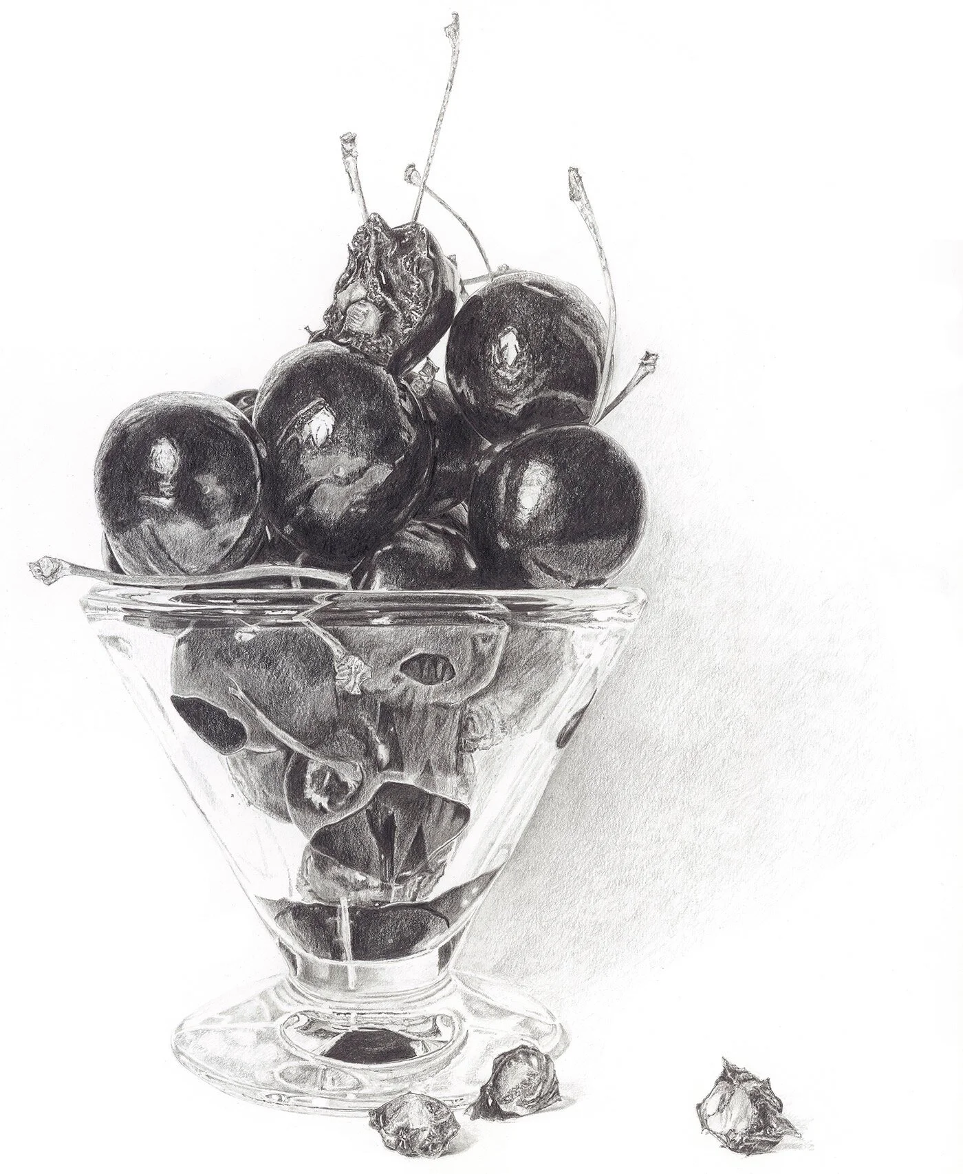 Bite of the Cherry - pencil drawing by Lucy Clayton
