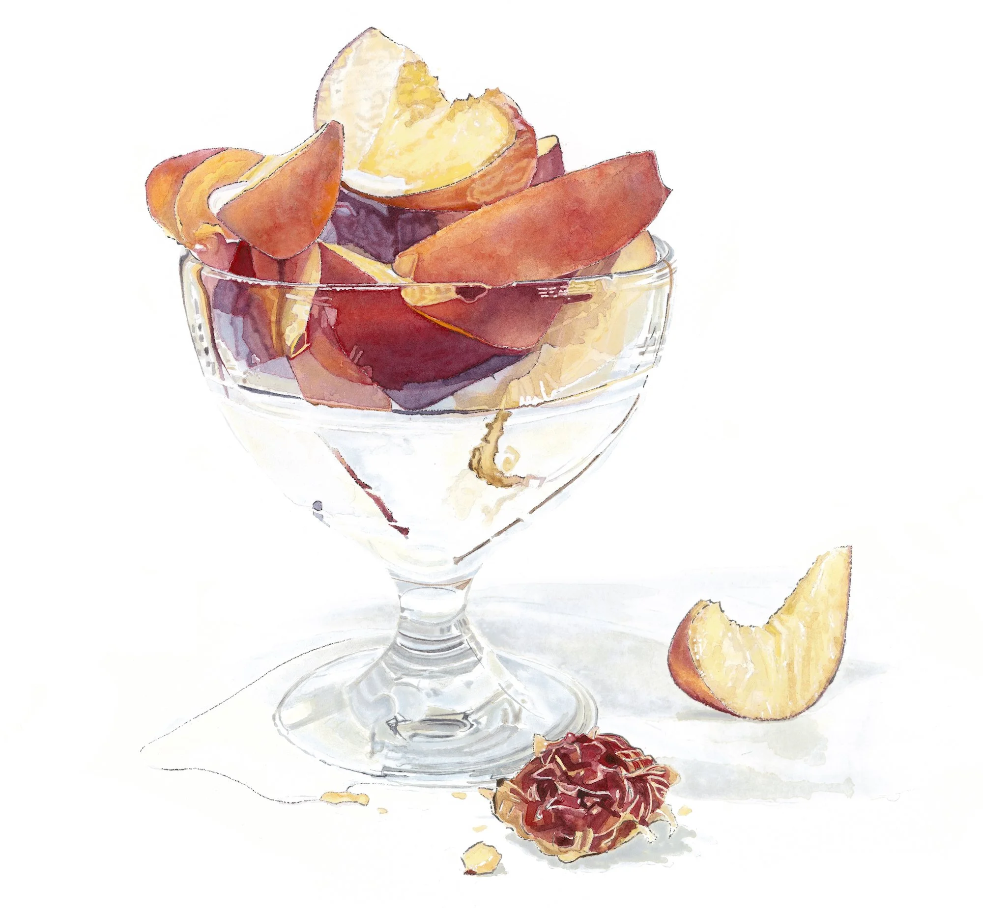 Peaches and Cream - watercolour and ink painting