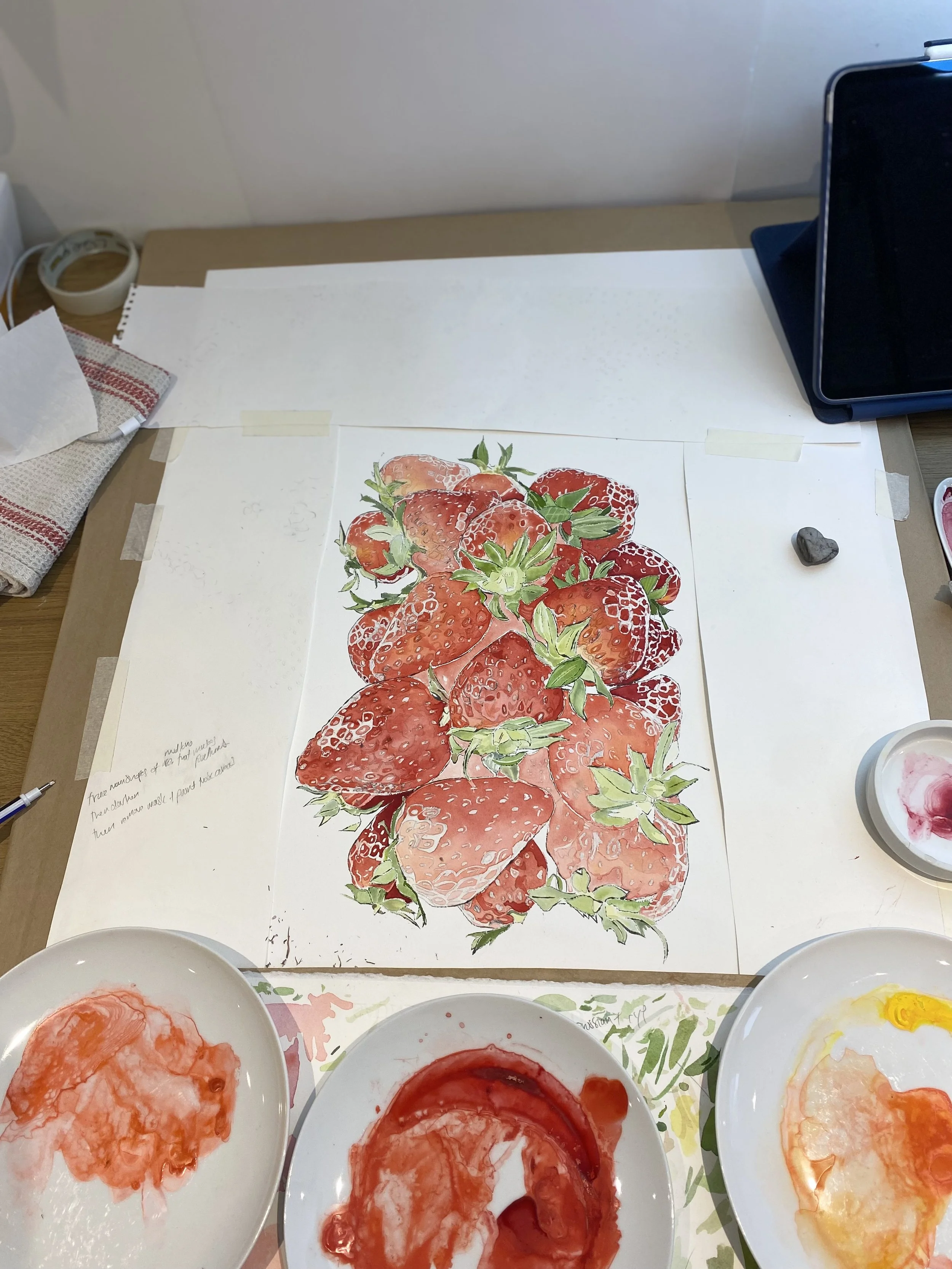 Red-Watercolour-Strawberries-Painting-in-Progress-Lucy-Clayton-Artist.jpeg