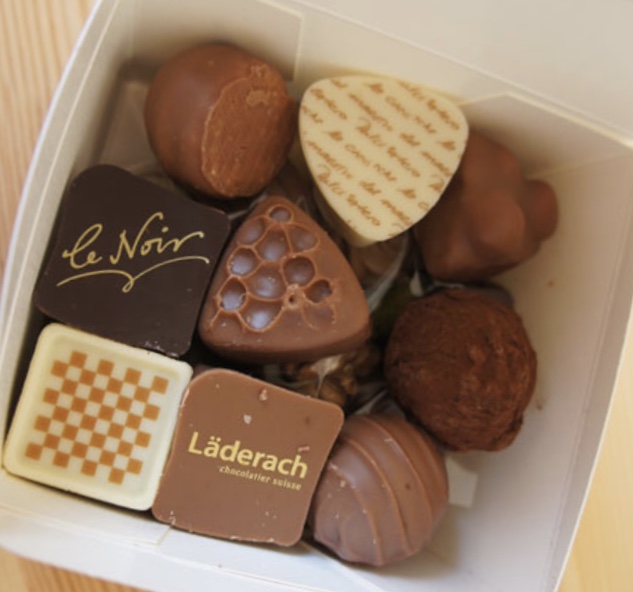 Läderach chocolate can be found in their shops throughout Switzerland. Looking is not calorie filled!