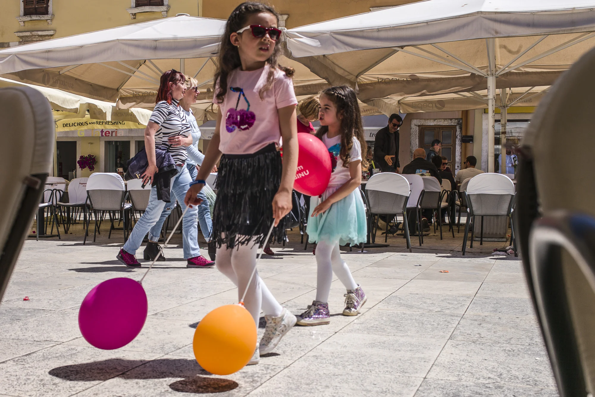 Playing in Narodni Trg square
