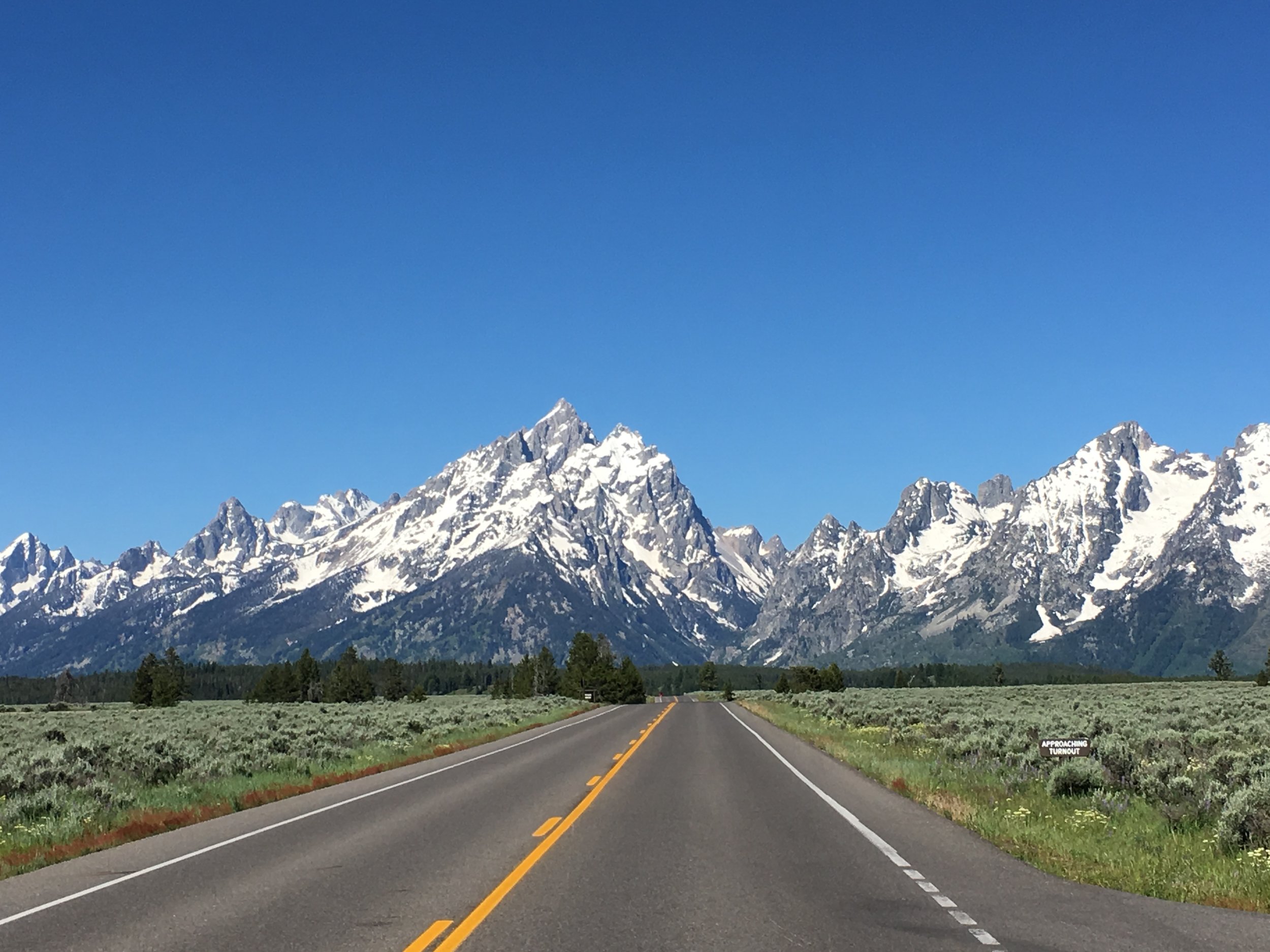 The road to the Grand Teton National Park
