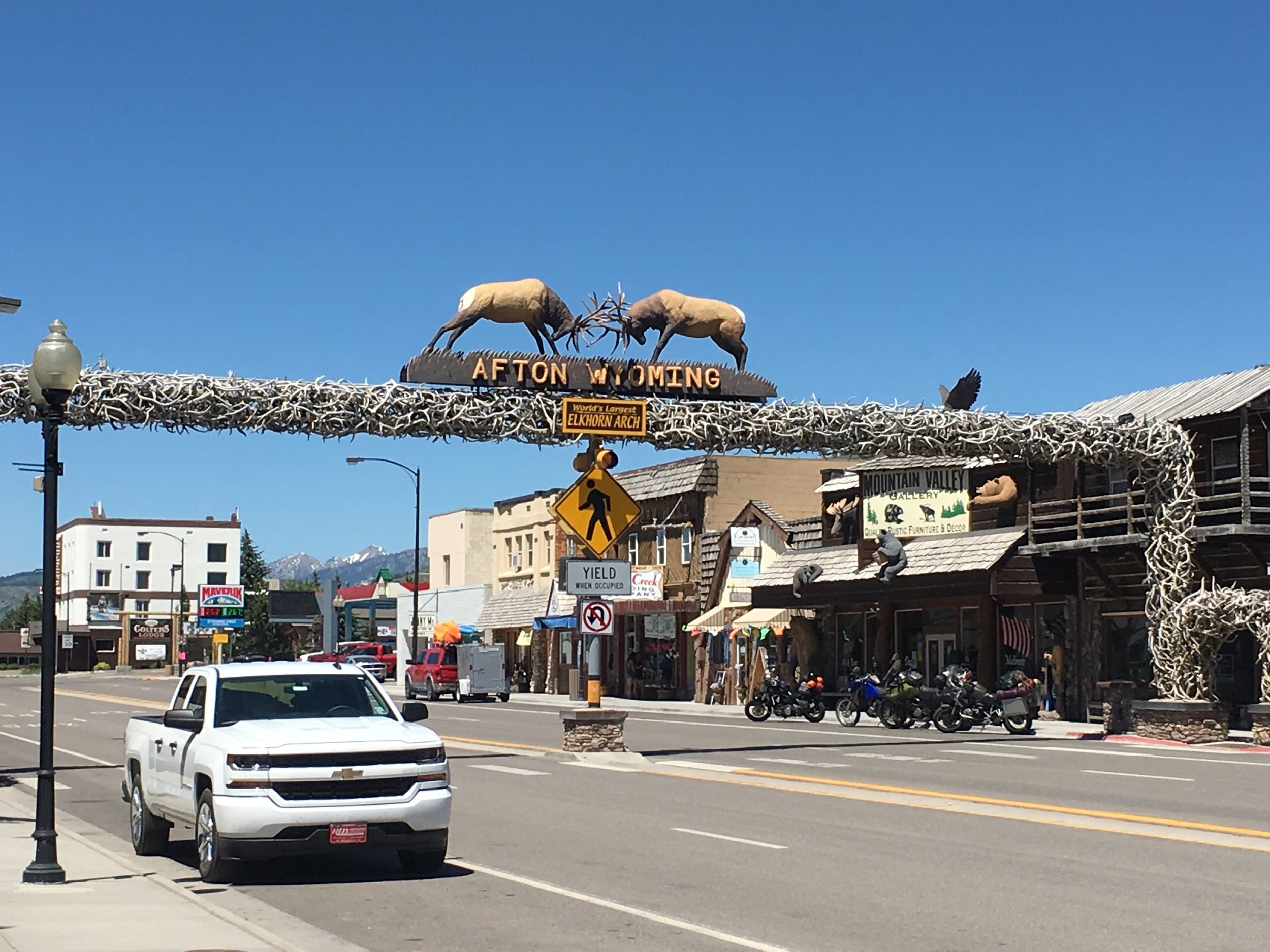 Downtown Afton with the world's largest antler arch