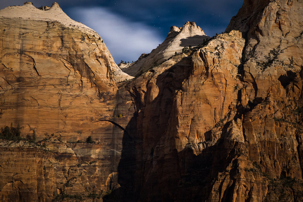 Zion Cliffs in Moonlight