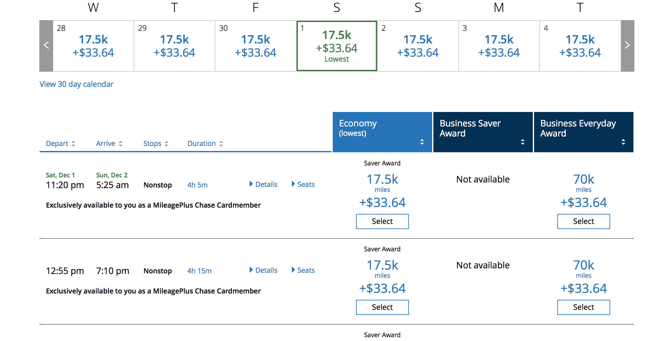 Trip using United Mileage