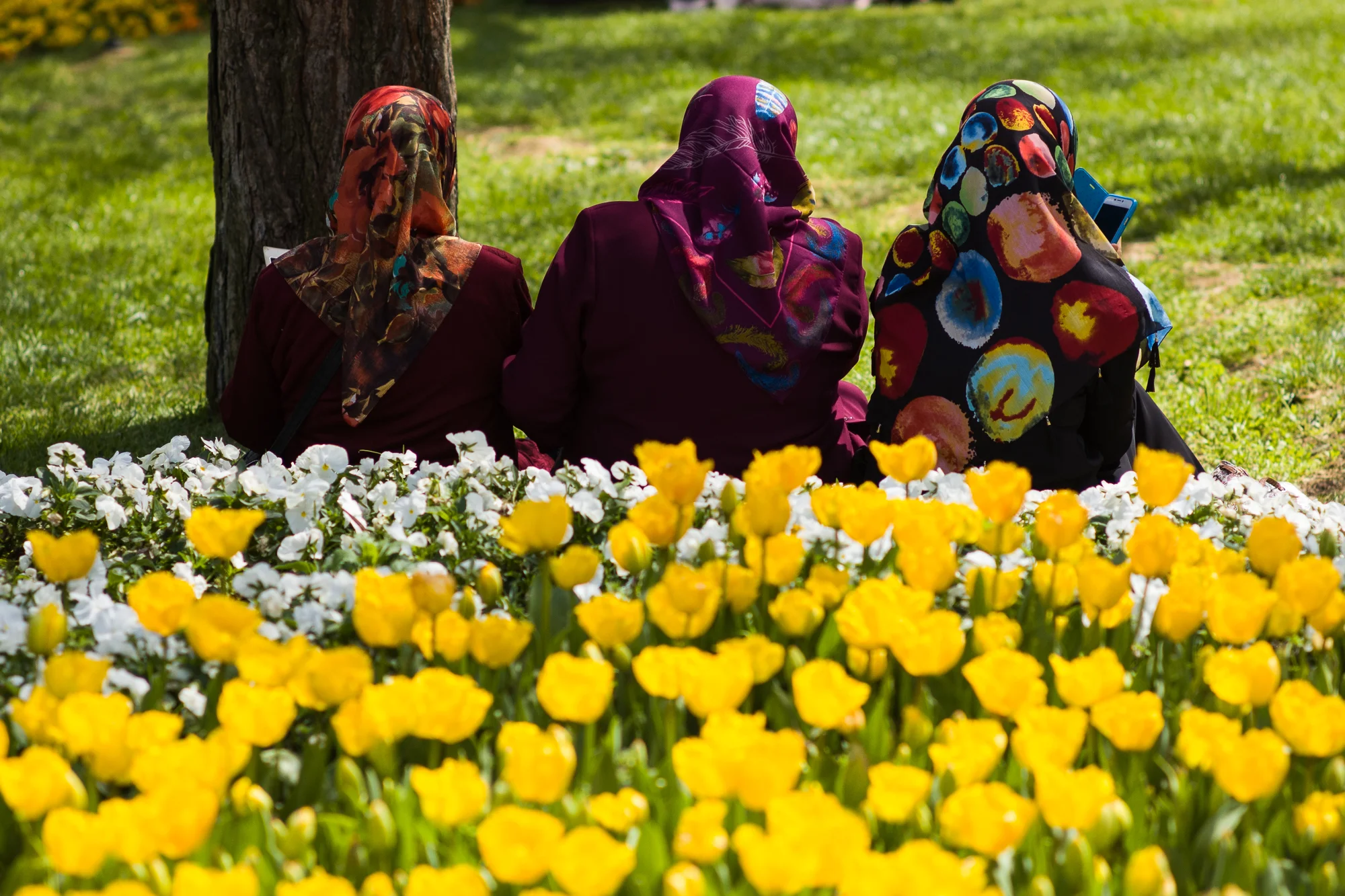 Women enjoying the gardens on top of Camlica Hill