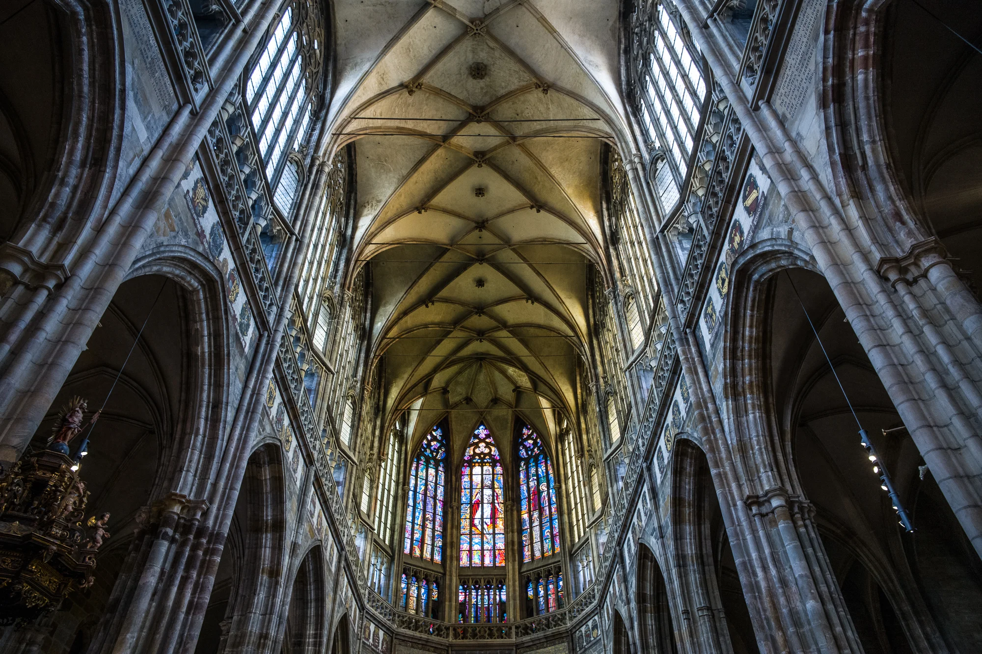 Looking up inside St. Vitus Cathedral
