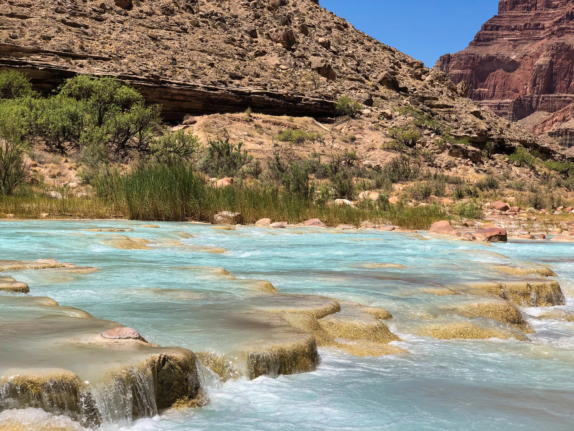 Travertine terraces creating pools in the Little Colorado