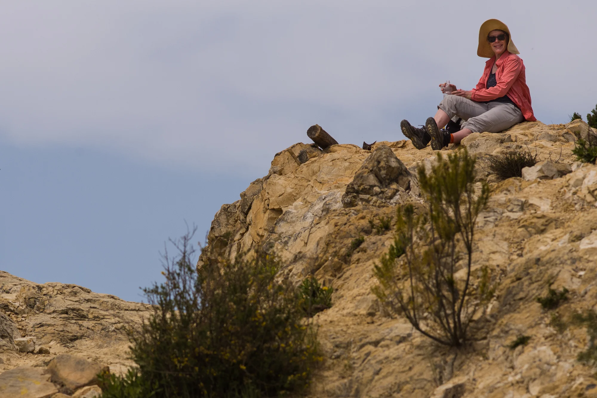 Hiking break overlooking the Mediterranean