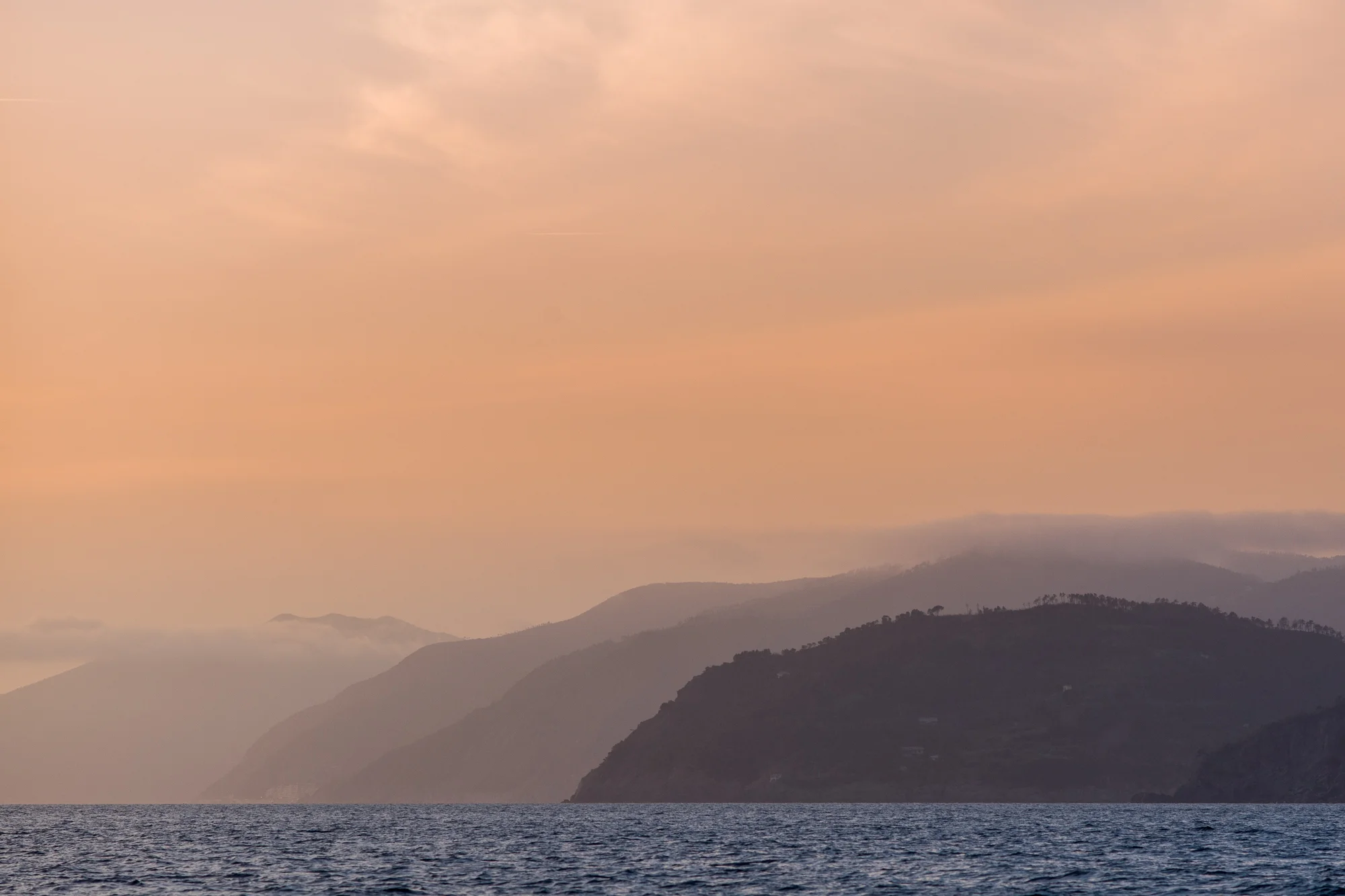 Cinque Terre hills from the water