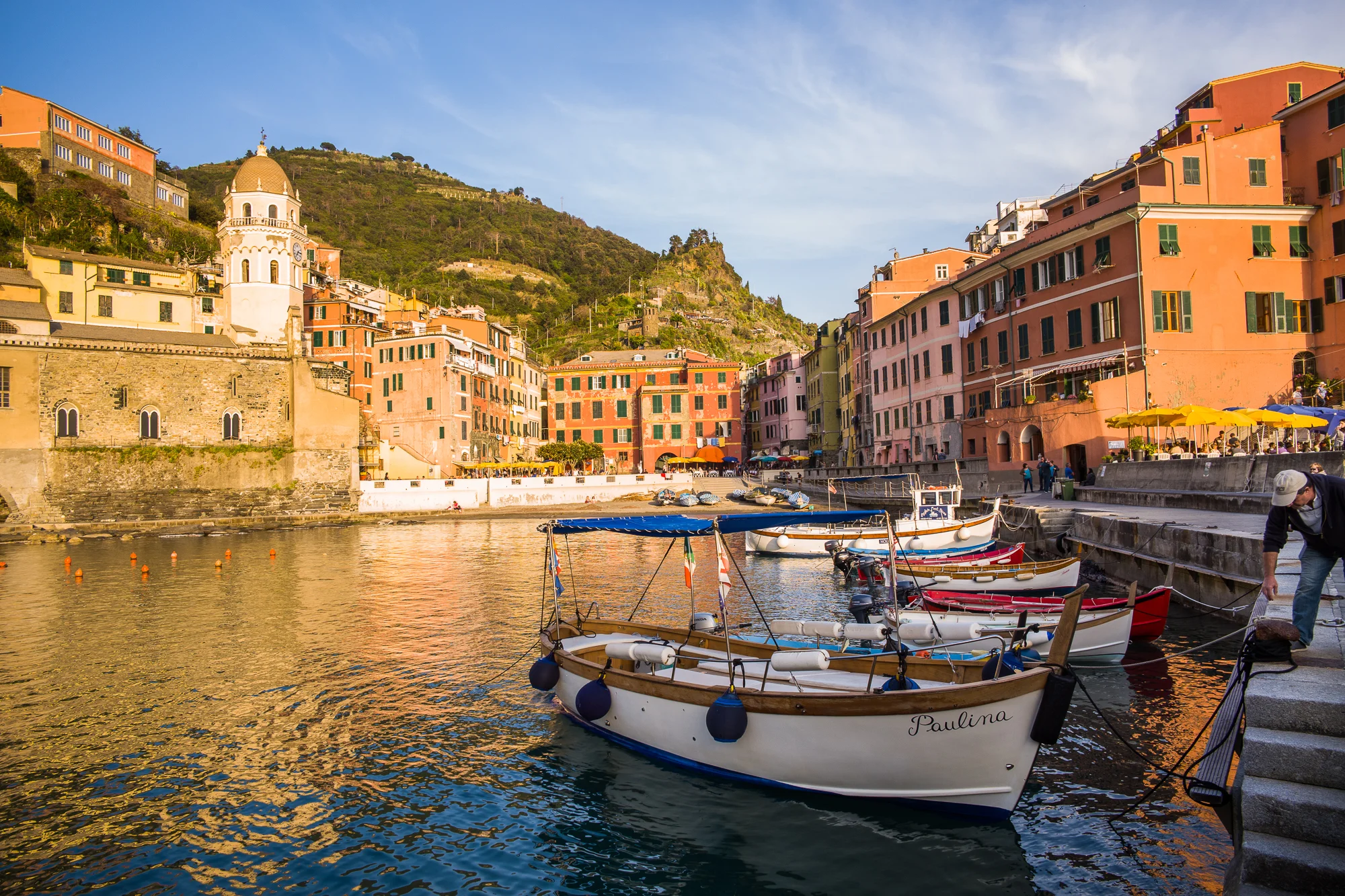 Docking in the Vernazza harbor