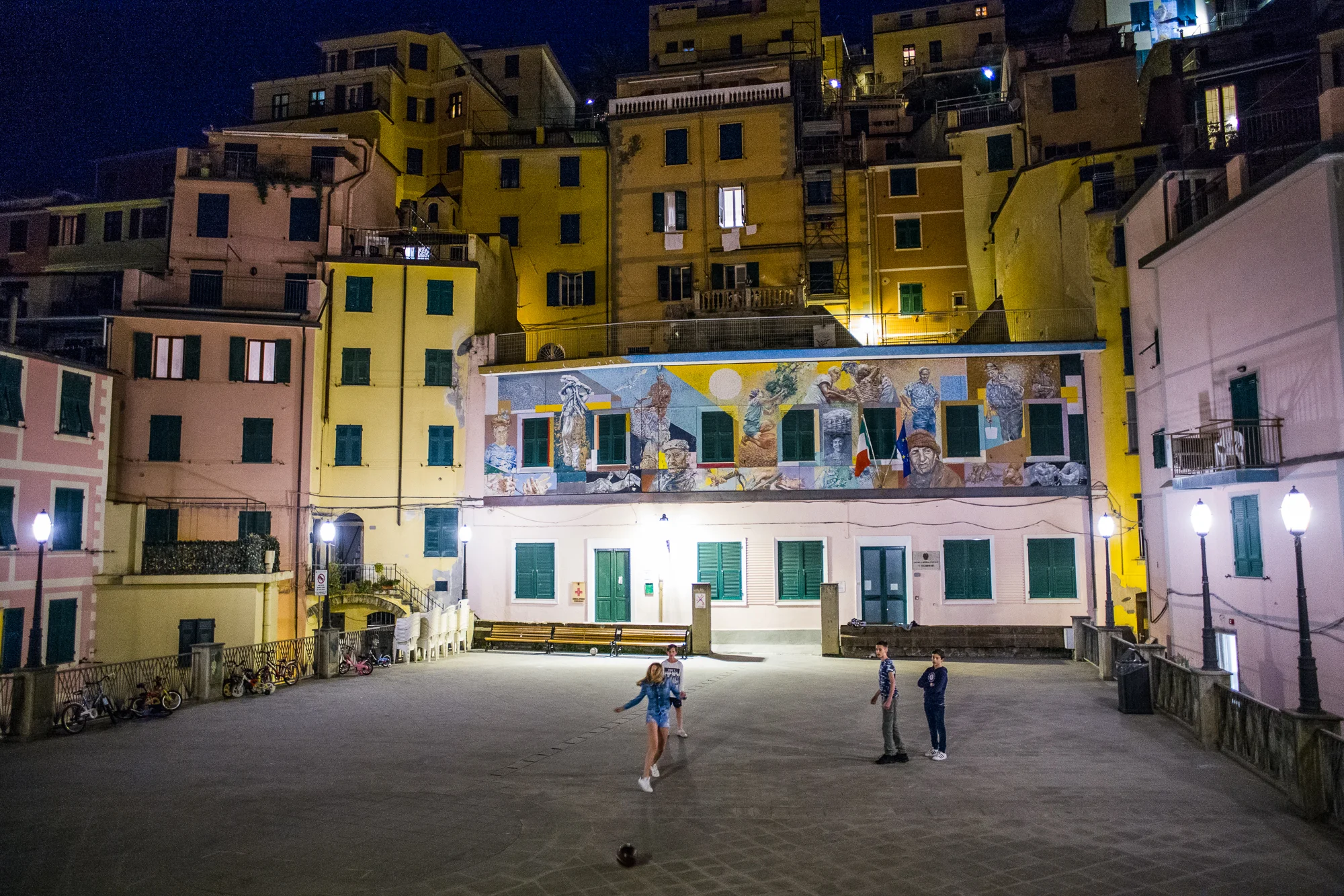 Soccer at night in Riomaggiore