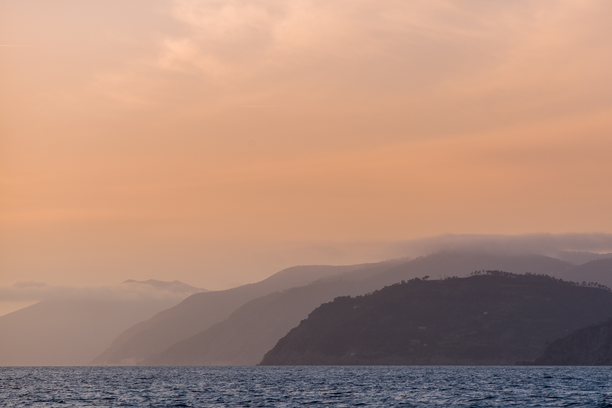  The coastline of Cinque Terre viewed from the sea 