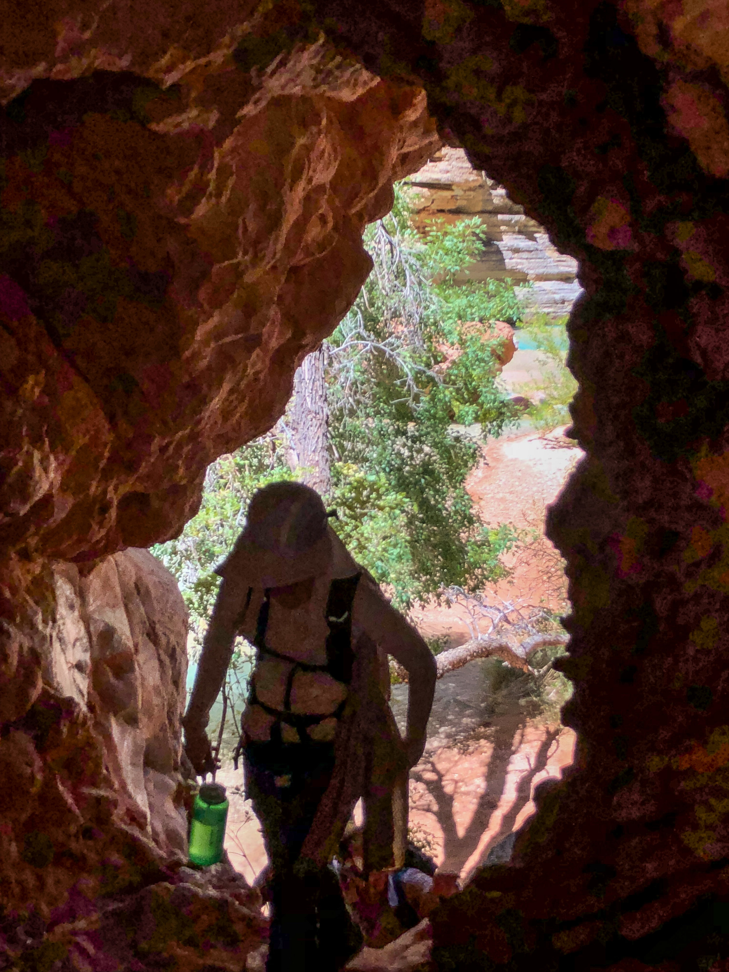  Walking through a tunnel on the Havasu trail 