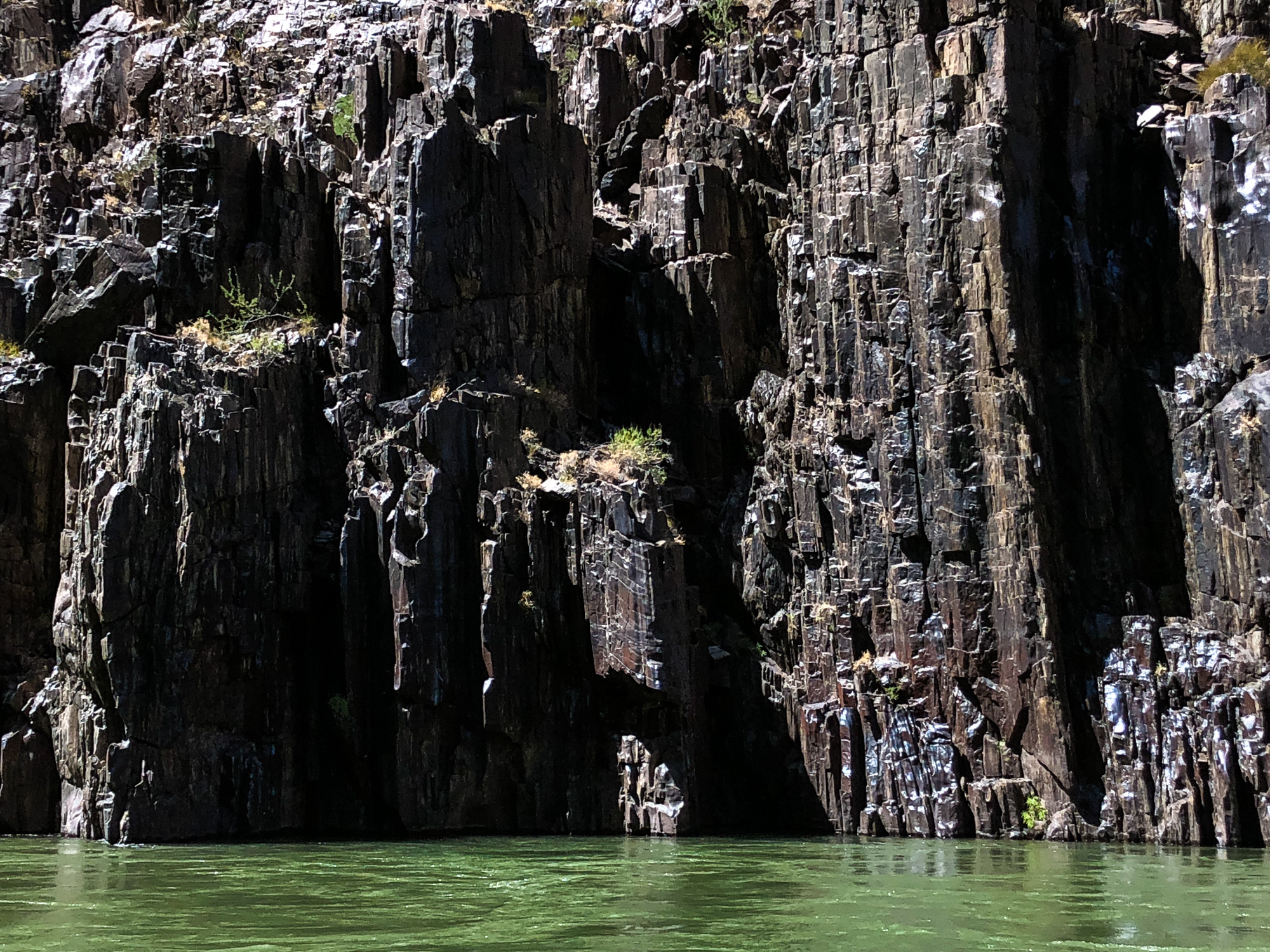  Black Vishnu schist meeting the green Colorado river 