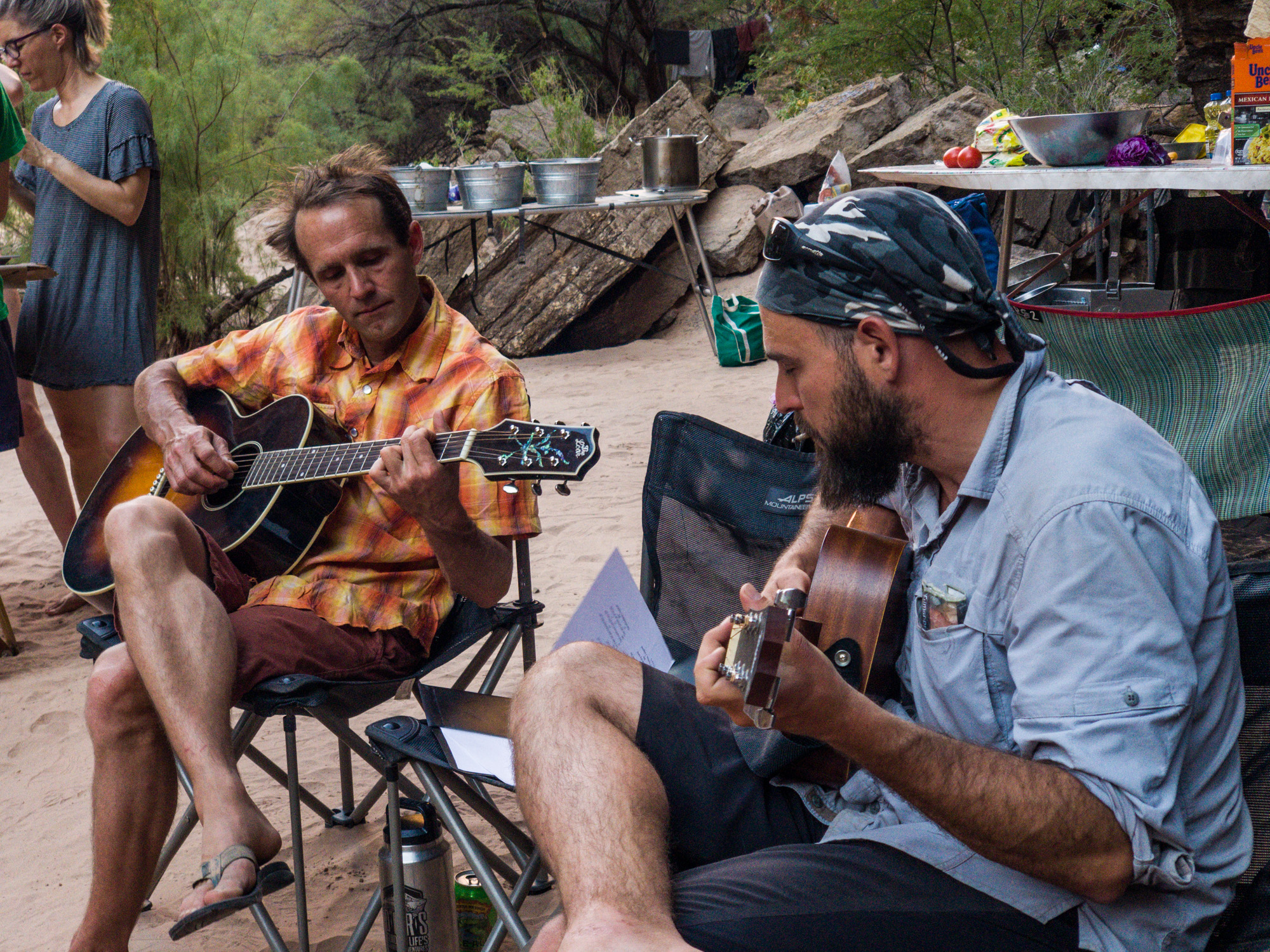  Nathan and Albert playing guitar in camp 