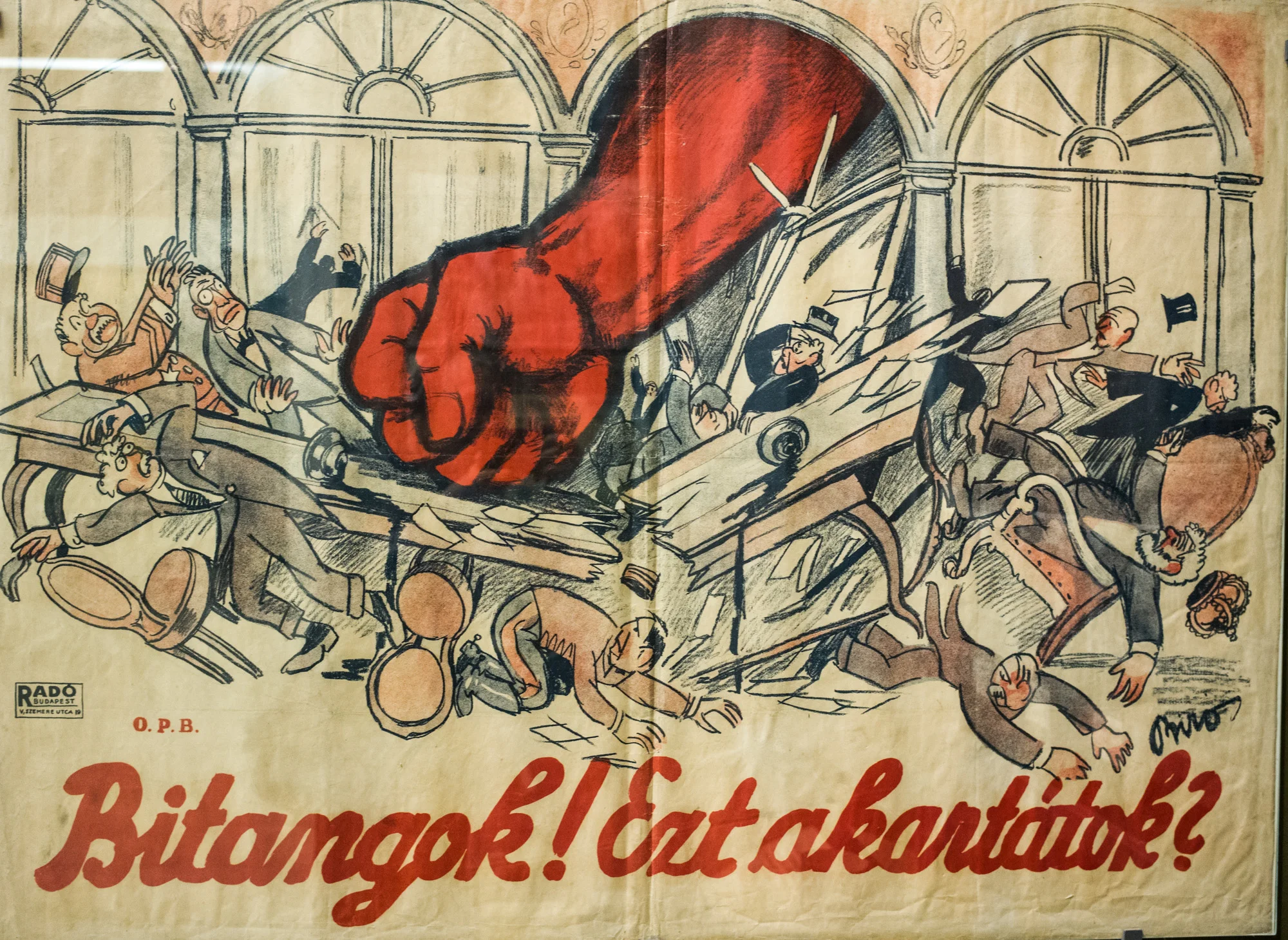 Poster from the communist era. On display in the Hungarian National Museum