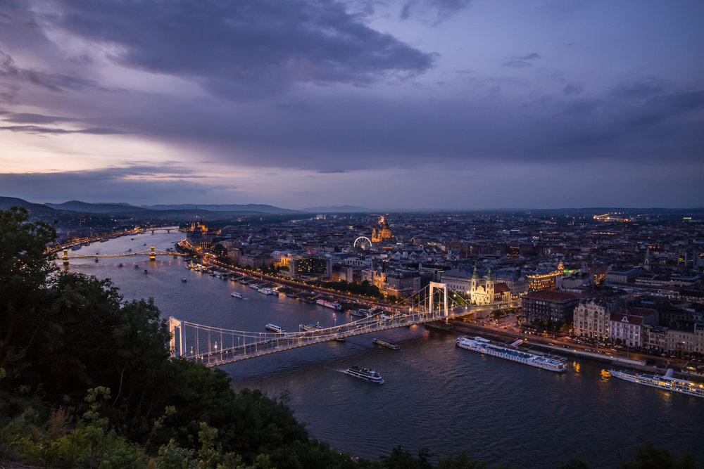 Bridge over the Danube at night