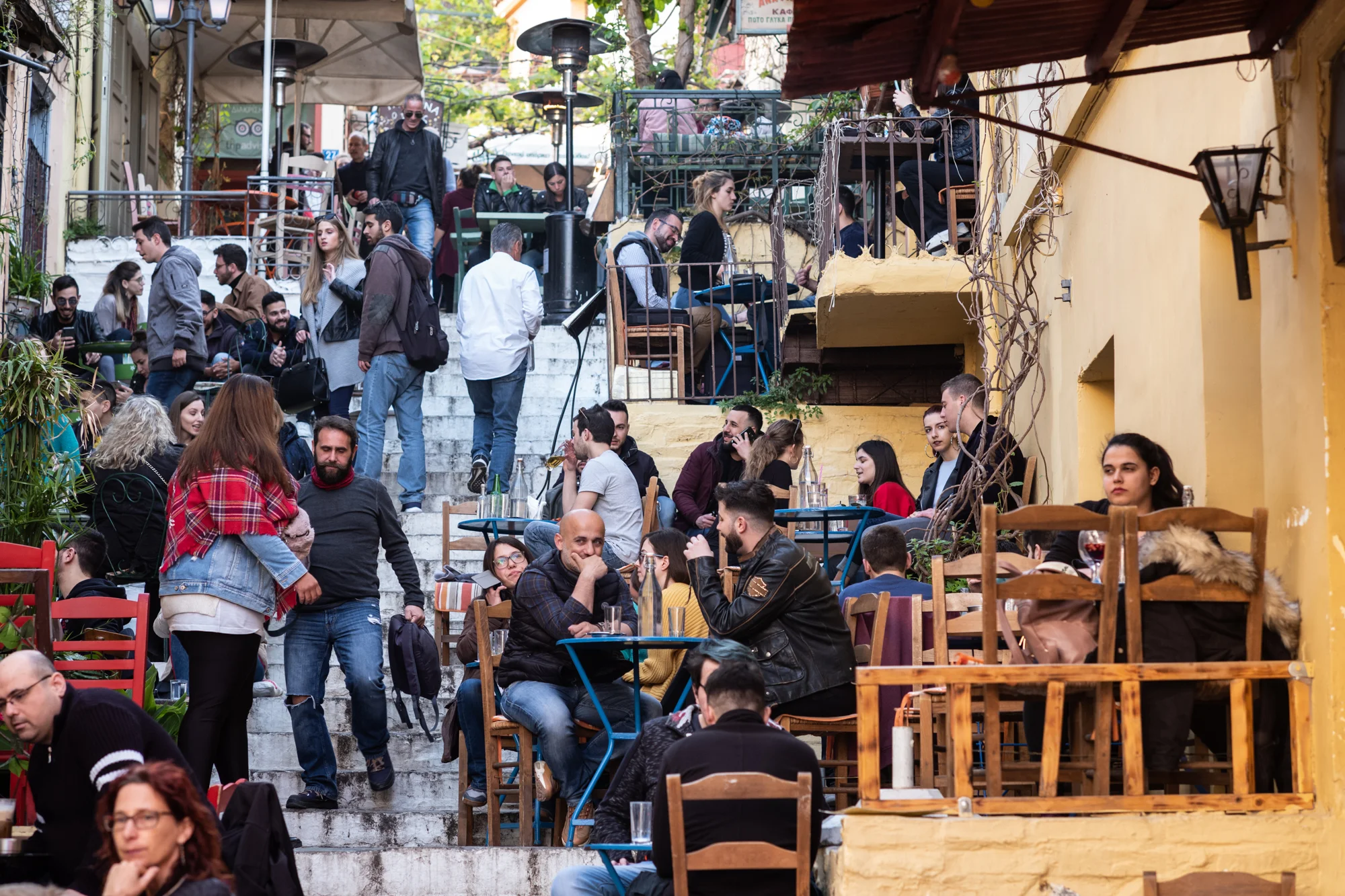 The cafes on the steps of Plaka