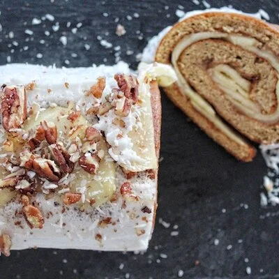 Bûche pomme-caramel de dattes