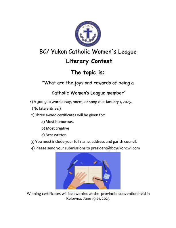 BC/Yukon CWL Literary Contest Deadline January 1, 2025