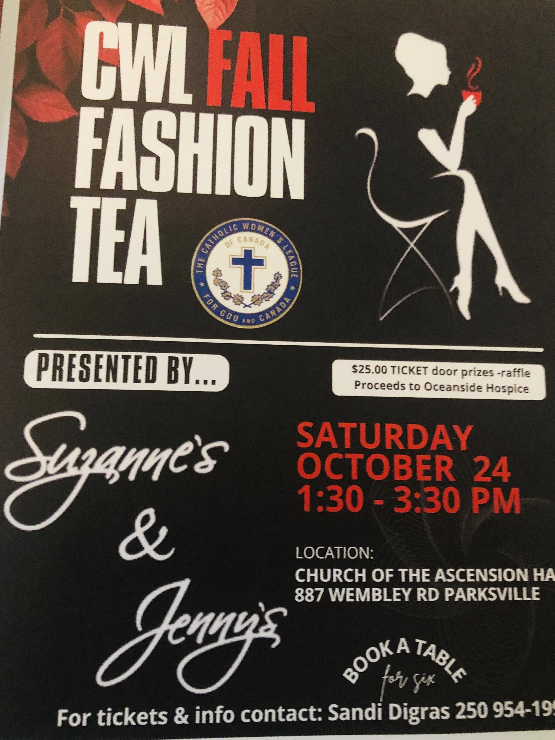 CWL Fall Fashion and Tea: Church of the Ascension, Parksville, Oct. 24, 2026