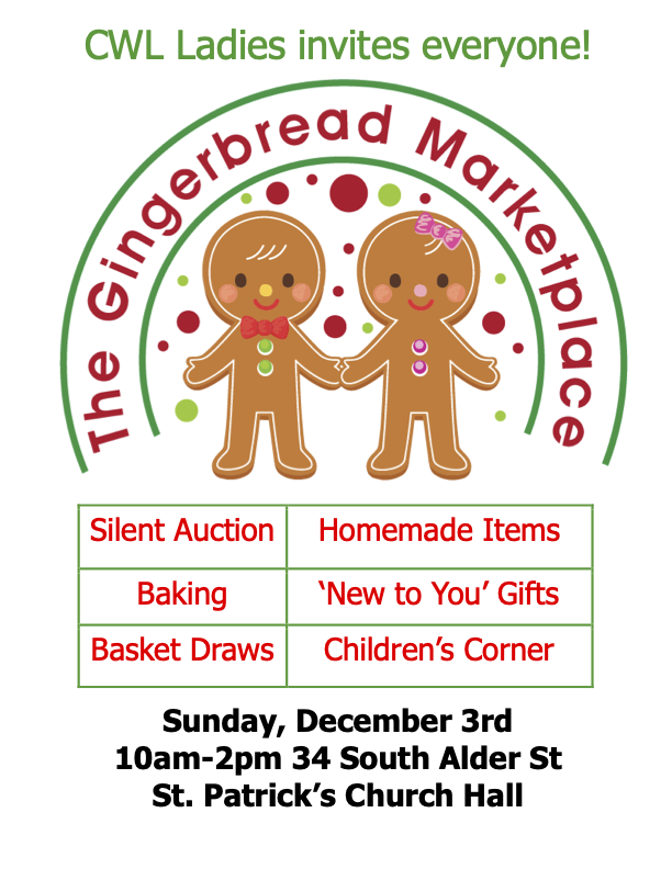 Gingerbread Market Place, Dec. 3rd, St. Patrick's Church Hall, Campbell ...