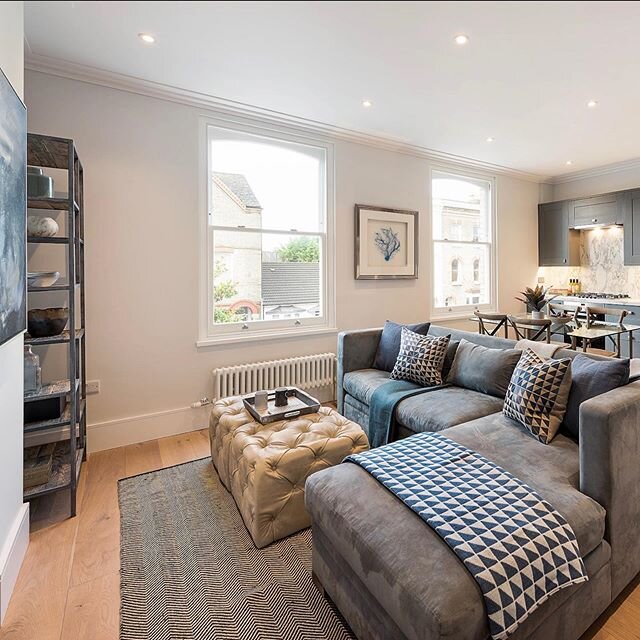 And this is the last unit, the smallest but  almost the most important to home stage. The size and positioning of furniture so important in open plan spaces....not just about making the most of the space available but presenting it to make sense.....