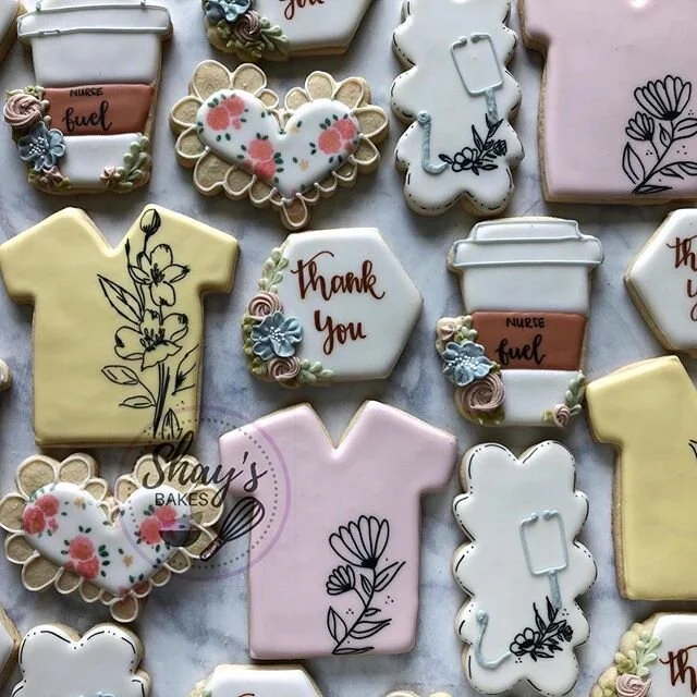 Thank you for all that you&rsquo;ve done and continue to do! 🩺
.
.
.
#shaysbakes #nursecookies #nurselife #nursesofinstagram #nurseappreciationcookies #nurseappreciation #customcookies #floralcookies #thankyoucookies #cutoutcookies #bhgcelebrate #co