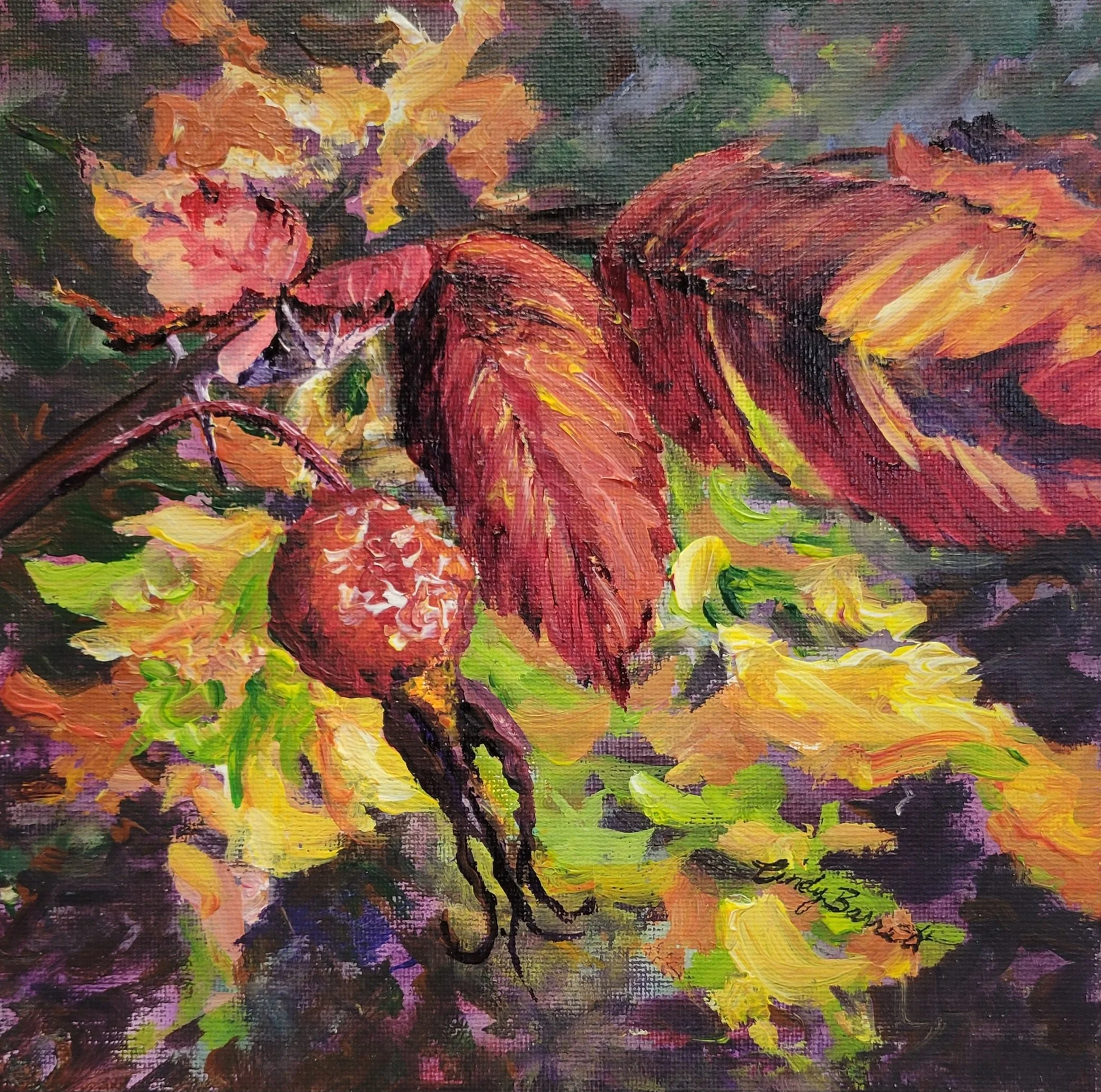 Acrylic Workshop -Fall Leaves and Berries with Cindy Barratt, Sat Nov 14, 10-4