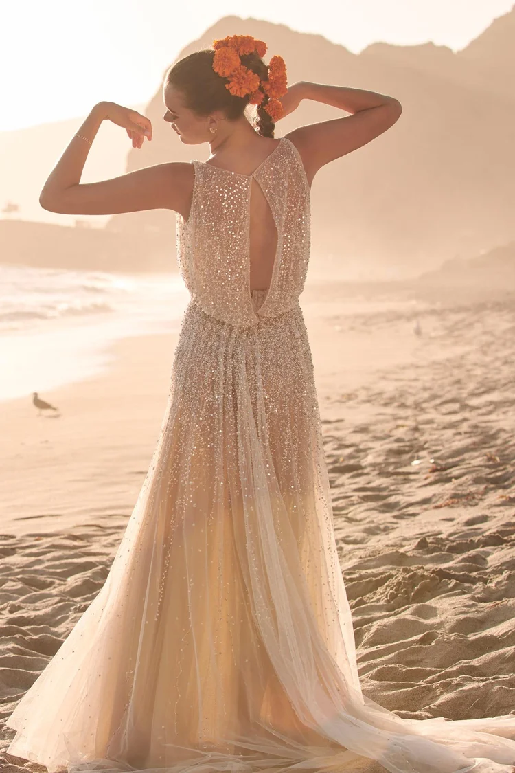 free people beaded maxi dress Celestial Crystal Beaded Dress – Belavouss main image 1