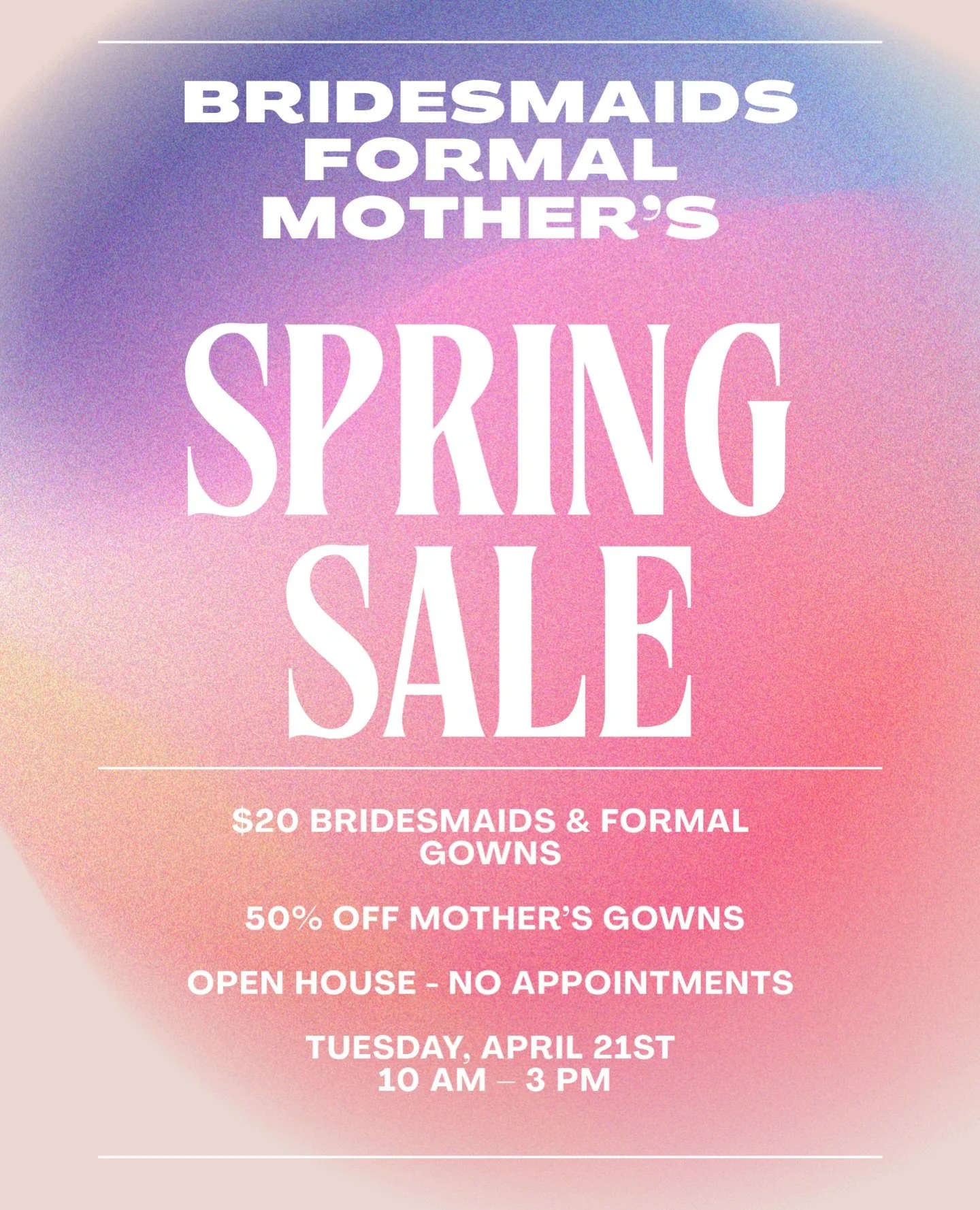 Today&rsquo;s the day! 🤍 Join us at Bateau Bridal from 10 AM&ndash;3 PM to shop incredible deals.

All remaining bridesmaid and formal gowns are just $20, and all mother-of-the-bride gowns and little white dresses are 50% off!

See you there ✨