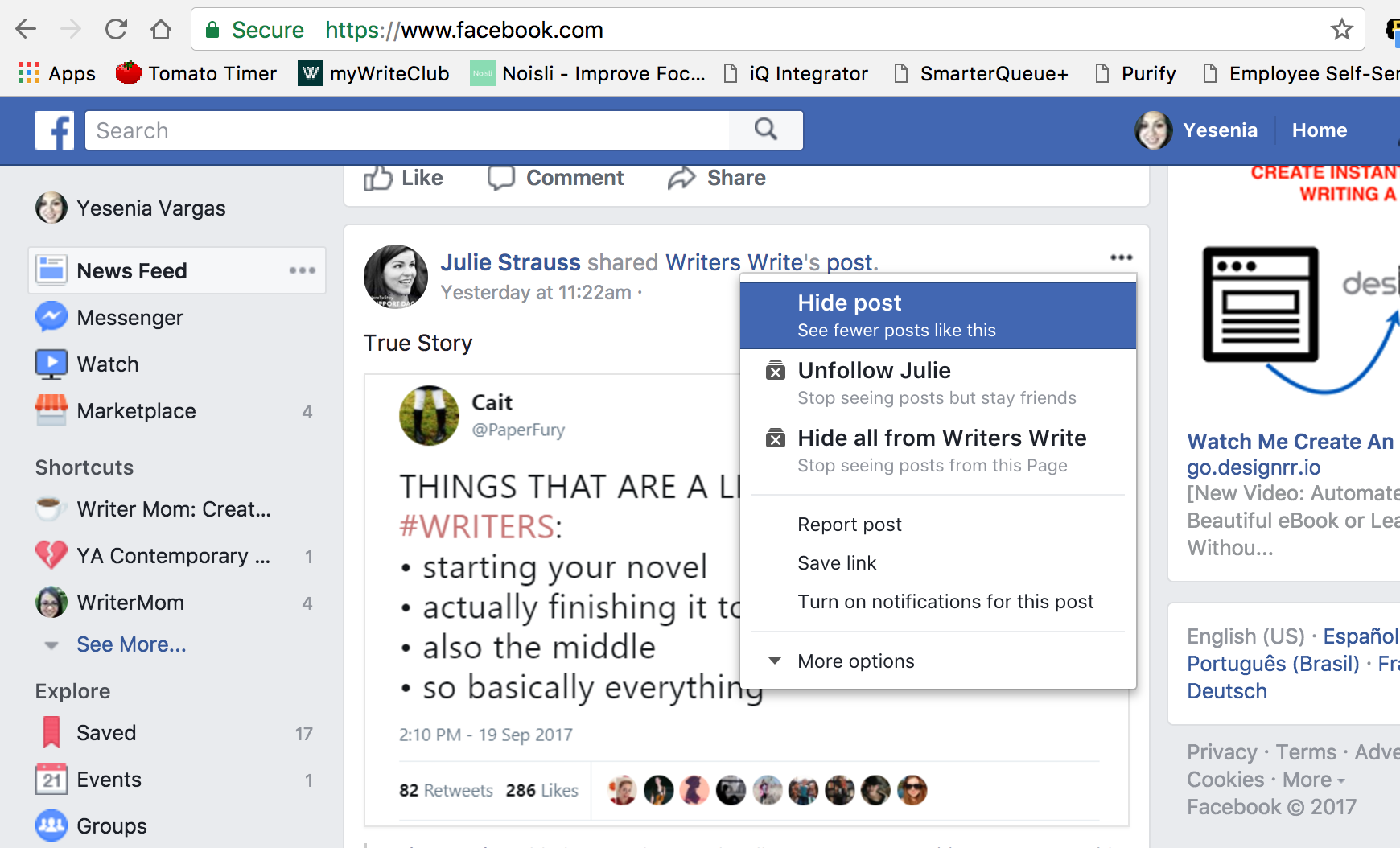 P.S. This is just an example! Julie Strauss is totally an awesome person to follow :)