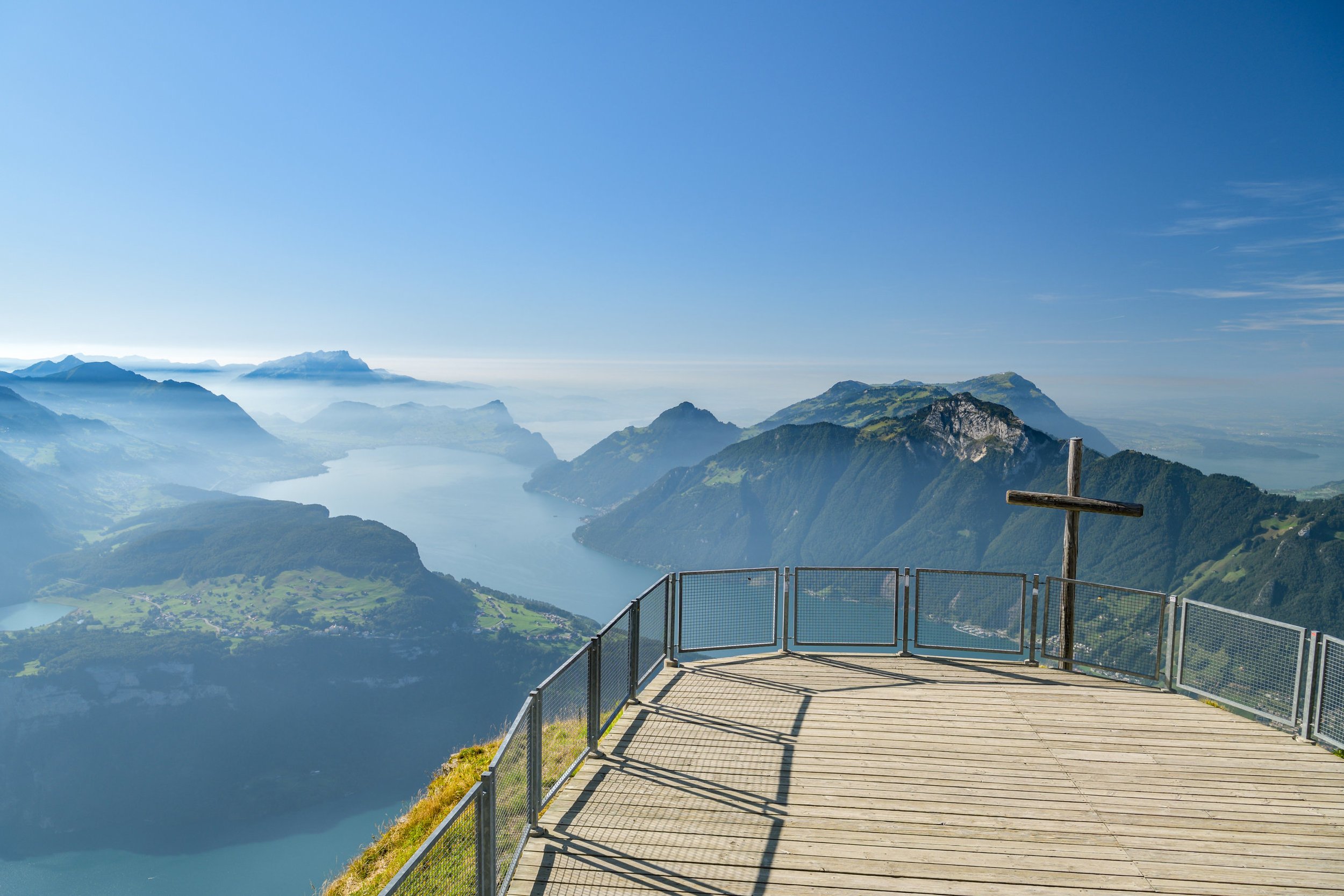 Viewing platform on top of Fronalpstock peak close to Stoos vill