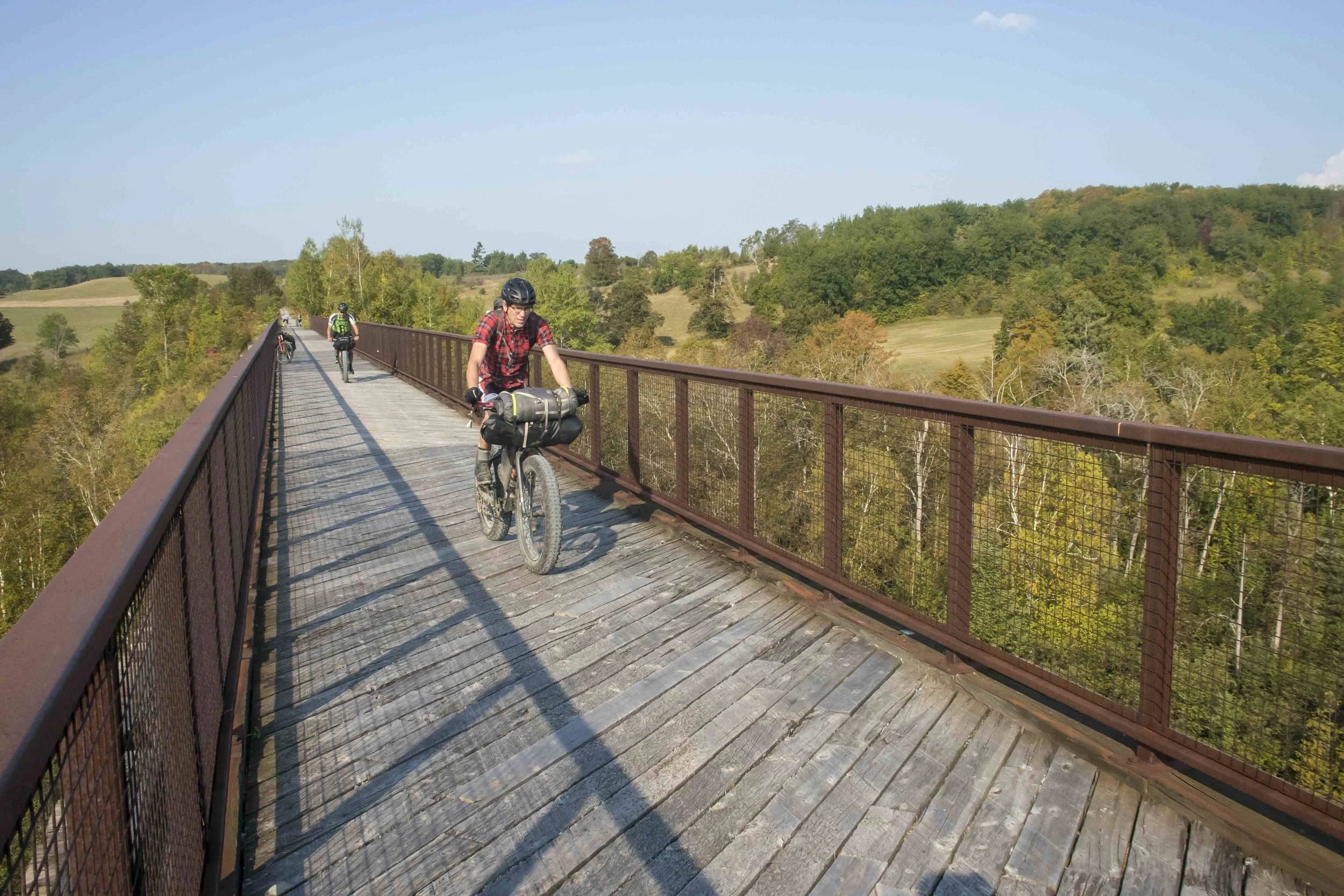 Riding over the Doube's Trestle Bridge