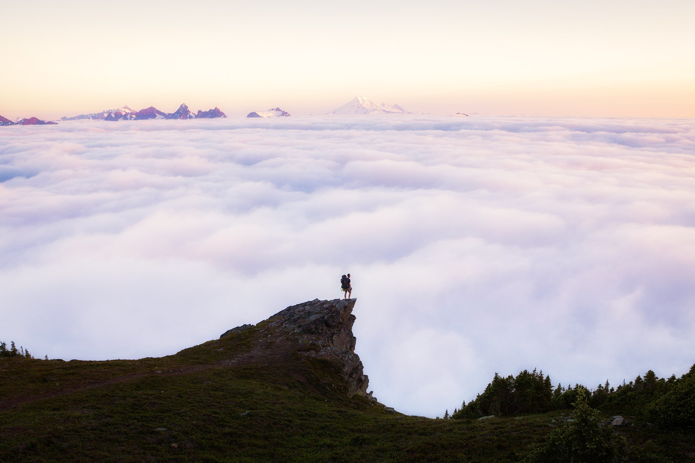 Mt Cheam in BC sunset above the clouds with Zack by Michael Matti.jpg
